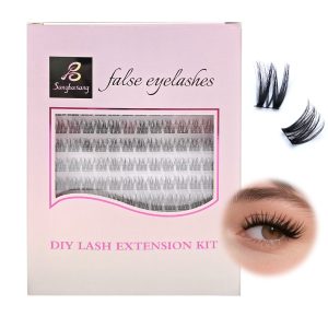 Sangbasang Wispy Lash Clusters D Curl WideSpan DIY Eyelash Extension 110 Pcs Individual Lashes 10-14mm with 0.05mm Thin Black Band