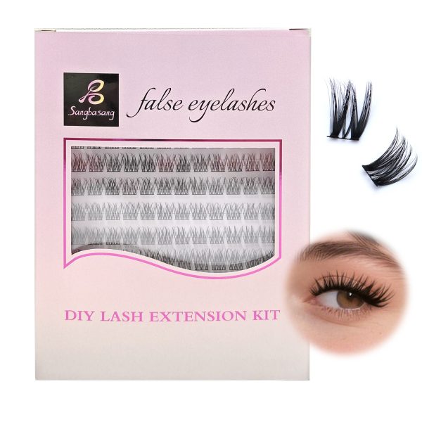 Sangbasang Wispy Lash Clusters D Curl WideSpan DIY Eyelash Extension 110 Pcs Individual Lashes 10-14mm with 0.05mm Thin Black Band