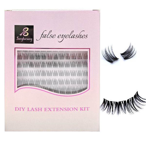 Sangbasang Wispy Lash Clusters D Curl WideSpan DIY Eyelash Extension 110 Pcs Individual Lashes 10-14mm with 0.05mm Thin Black Band - 图片 3