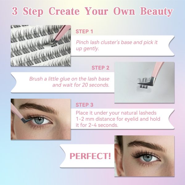 Sangbasang Individual Lashes 120 Pcs DIY Eyelash Extensions Natural 10-14mm Cluster Lashes - 图片 5