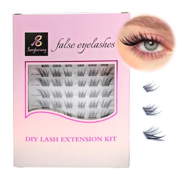 Sangbasang Fox Eye Lash Clusters Wispy: Natural Left & Right Individual Lashes 60 Pcs DIY Eyelash Extensions 9-13mm Cluster Lashes