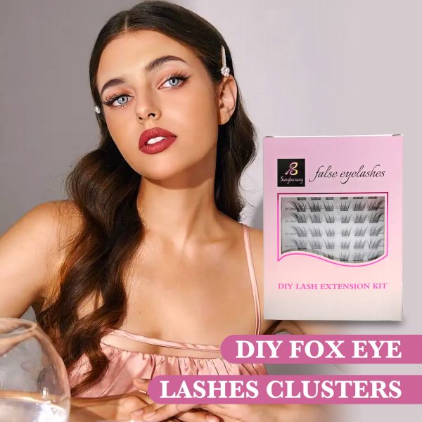 Sangbasang Fox Eye Lash Clusters Wispy: Natural Left & Right Individual Lashes 60 Pcs DIY Eyelash Extensions 9-13mm Cluster Lashes - 图片 7