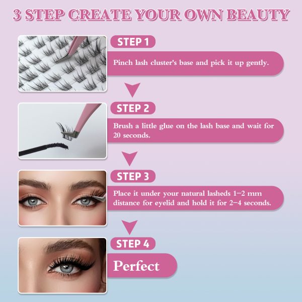 Sangbasang Fox Eye Lash Clusters Wispy: Natural Left & Right Individual Lashes 60 Pcs DIY Eyelash Extensions 9-13mm Cluster Lashes - 图片 4